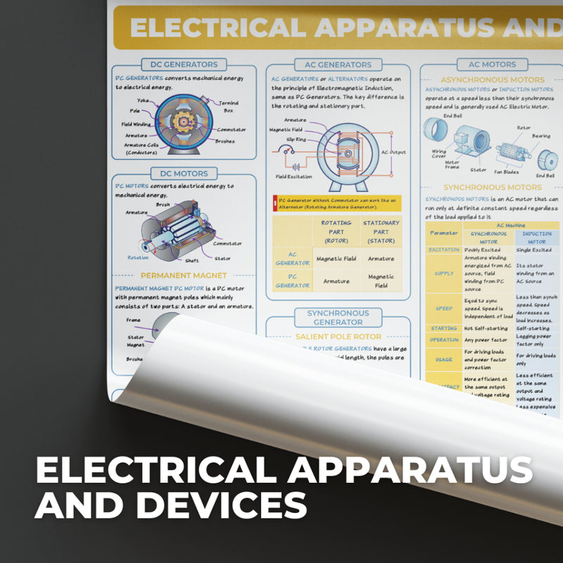 EE Posters - DC & AC Circuits,Electromagnetics, DC & AC Machines, Transformers, Illumination