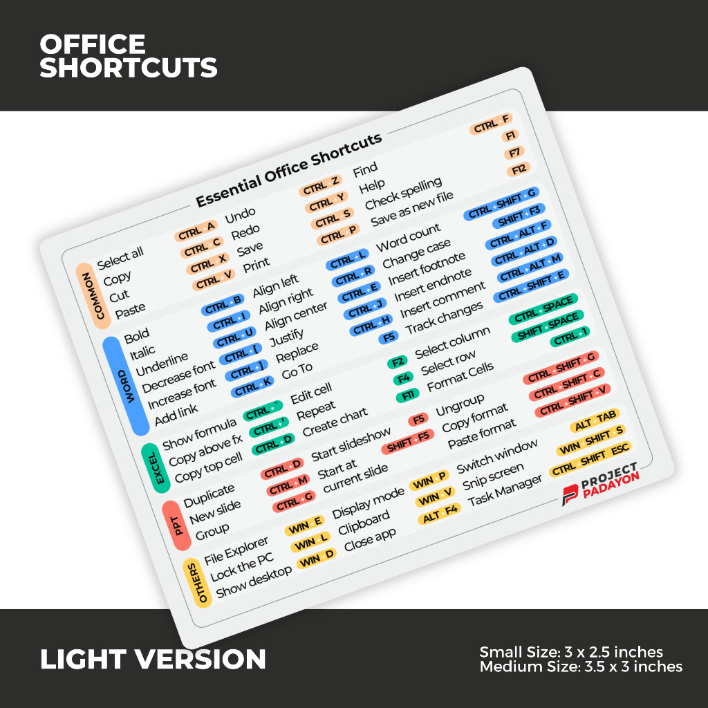 Key Board Shortcuts stickers for laptop