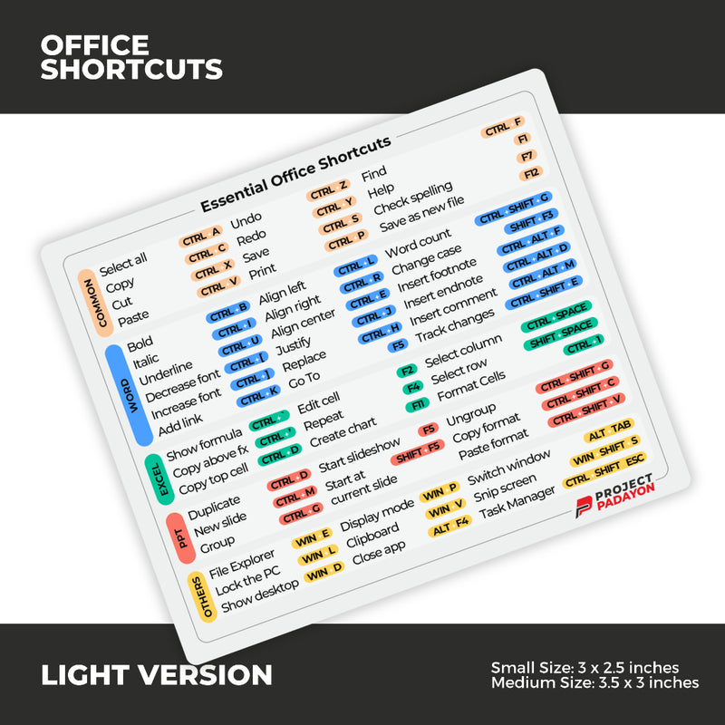 Key Board Shortcuts stickers for laptop