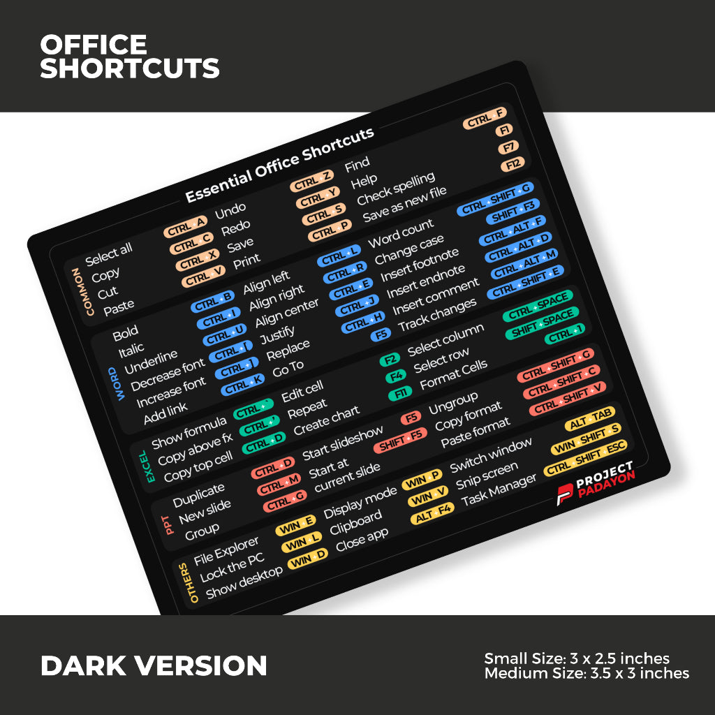 Key Board Shortcuts stickers for laptop