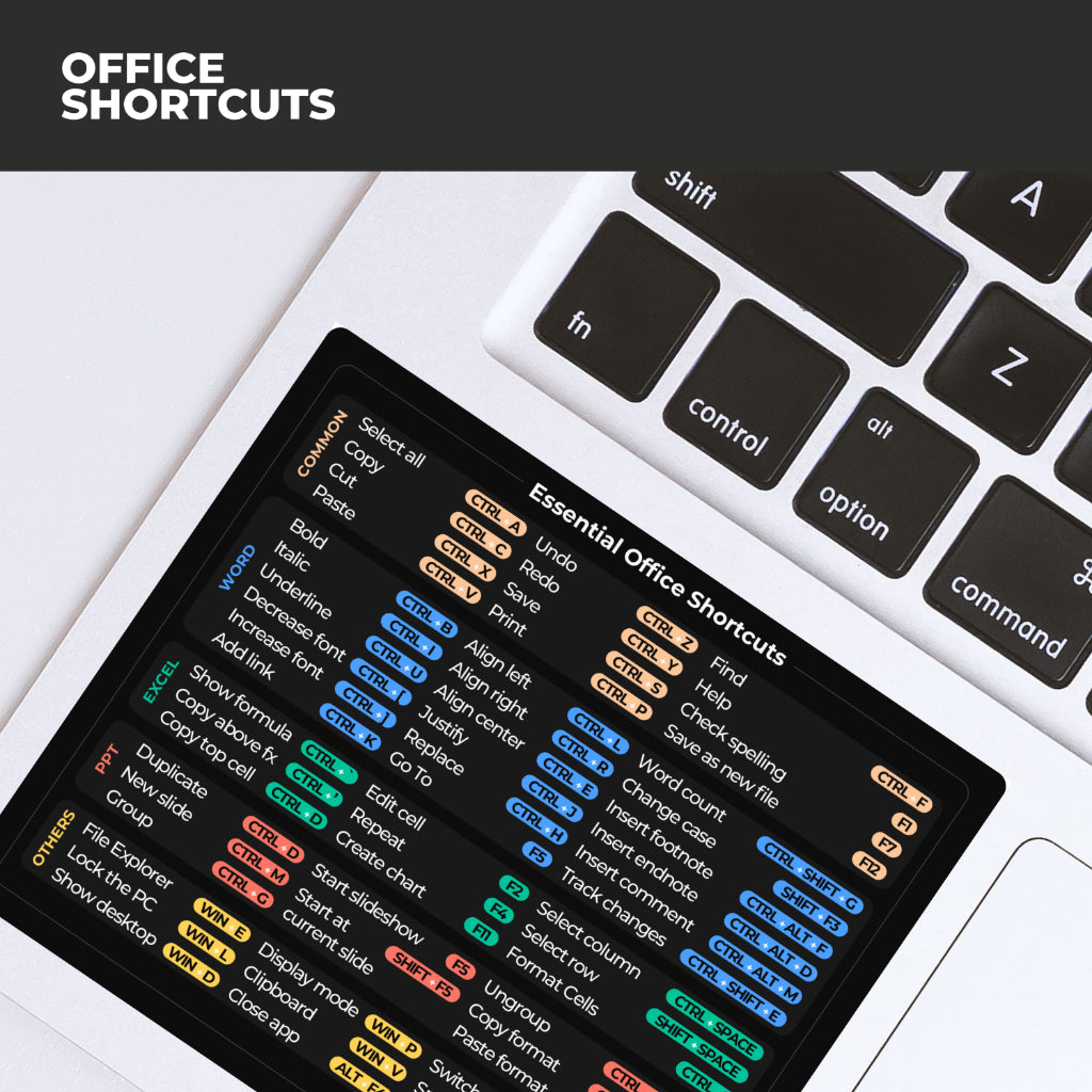 Key Board Shortcuts stickers for laptop