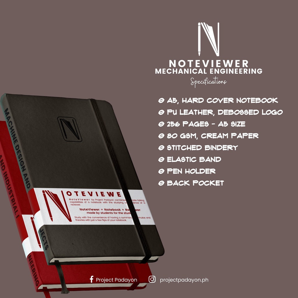 Mechanical Engineering NoteViewer - Machine Design and Allied Subjects [Notebook + Reviewer] - Leather Notebook - Project Padayon